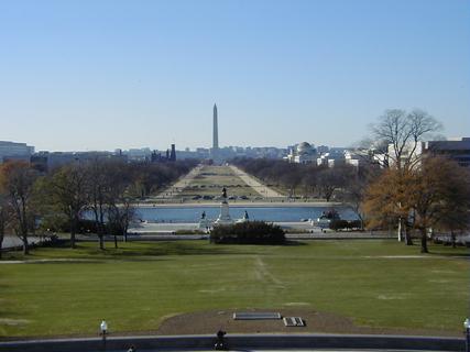 View down the Mall from the Capitol Building<br>Location: <a href="https://www.google.com/maps/search/?api=1&query=38.88982,-77.00995" target="_new">National Capitol Building</a>